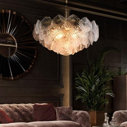 Nordic luxury chandelier imitation Italian art glass shell club living room bedroom dining room lamps