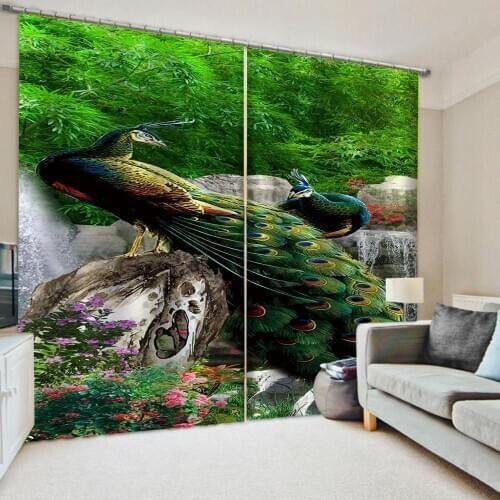 Luxury Blackout 3D Window Curtains For Living Room Bedroom green bamboo curtains stereoscopic curtains