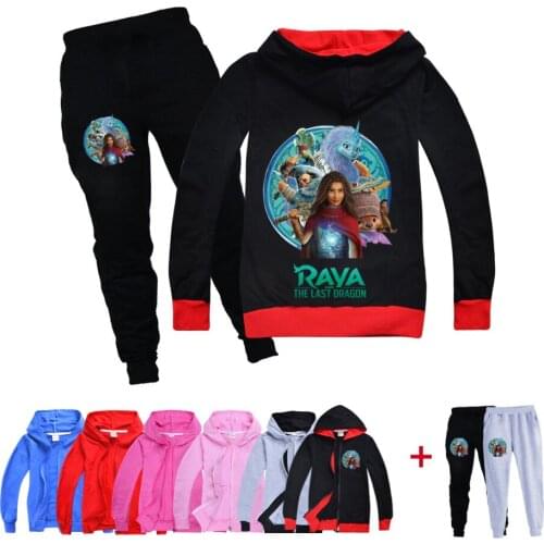 Kids Zipper Coat Pants Suit Kid Spring Fall Raya Clothes Set Boys Girls Casual Jacket Trousers Raya and The Last Dragon Costume