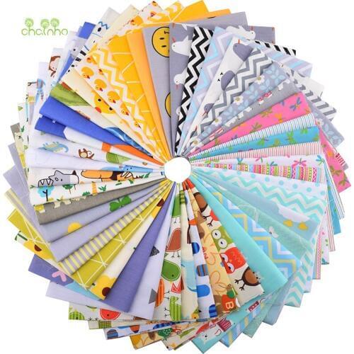 Chainho,45pcs Cartoon Series,Print Twill Cotton Fabric,Patchwork Cloth,DIY Sewing Quilting Fat Quarters Material For Baby&Child