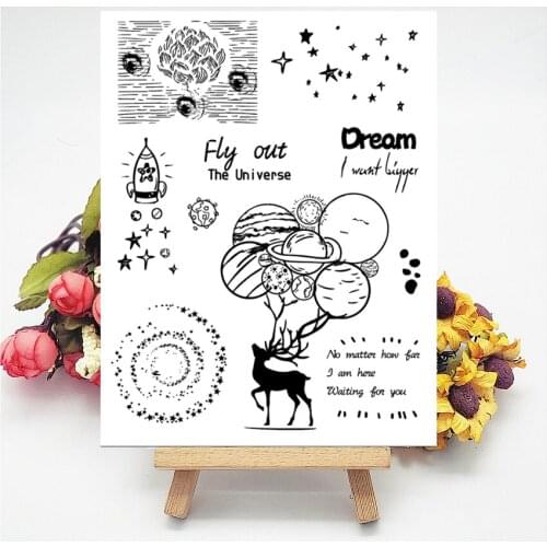 14*18CM Planet Deer Transparent Clear Stamps / Silicone Seals Roller Stamp For DIY Scrapbooking Photo Album/Card Making