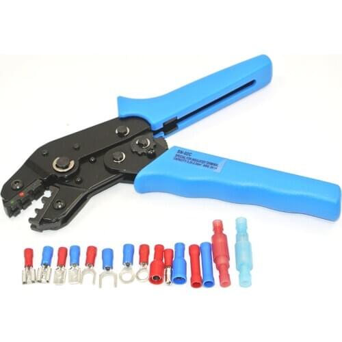 RATCHET CRIMPING TOOL PLIER FOR INSULATED TERMINALS - BULLETS BUTT RING FORK CRIMP