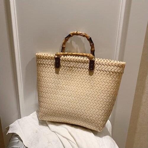 Straw Bag 2021 New Retro Large-capacity Vegetable Basket Woven Bag Handbag Bamboo Portable Beach Bag Women Handbags Tote Bag