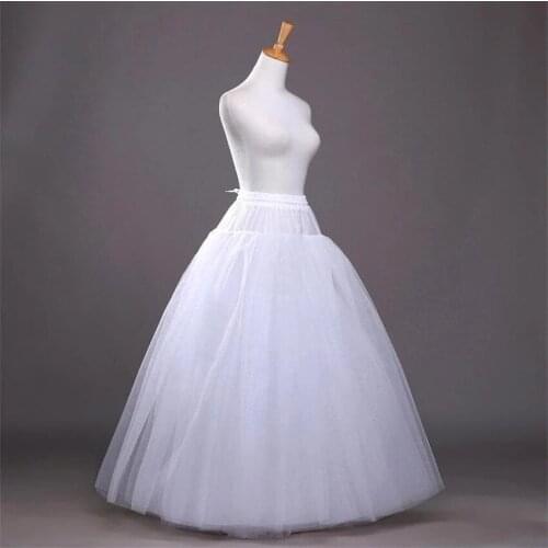 Vintage White A-line Ball gown tulle hoopless Petticoat Crinoline Skirt Waist adjustable jupon Cheap Wedding Dress Underskirt
