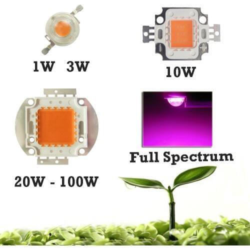 High Power 10W 20W 30W 50W 100W Full Spectrum LED Grow Light Diode 400~840nm 45mil BridgeLux + AC 110~220V lighting transformers