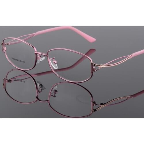 High quality alloy glasses lady elegant elliptical full frame ultra light metal 009