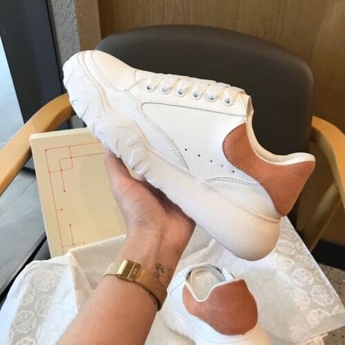 Women Sneakers Genuine Leather Shoes Spring Trend Casual Flats Sneakers Female Mixed Color Comfort White Vulcanized Platform Sho