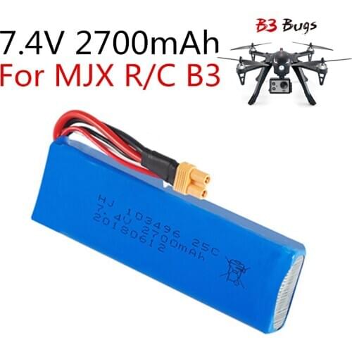 1PC 7.4V 2700mAh Upgrade Battery for mjx B3 Bugs 3 Force1 F100 Contixo F17 RC quadcopter drone spare parts RC Parts