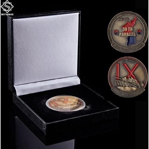 1950-1953 Korean War The 38TH Parallel US.Army IX Corps Forgotten War Challenge Coin W/ Black Luxury Box