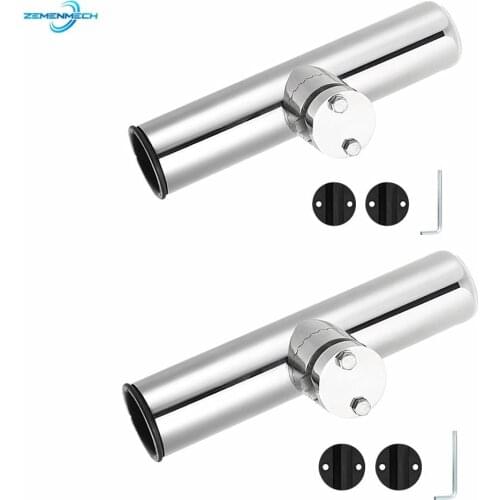 2PCS 316 Stainless Steel Fishing Rod Holder Pole Bracket Support Rail Mount with Clamp Bassfishing Sailboat Yacht Fishing Marine