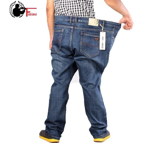 2020 Mens Full Length Retro Jeans Pants Men Casual Straight Fitness Denim Trousers Male Designer Plus Big Size 42 44 46 48 50 52