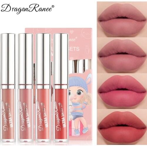 4/3PCS Lip Glaze Velvet Matte Lipstick Waterproof Long Lasting Lip Gloss High Color Rendering Makeup Cosmetics TSLM1