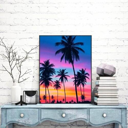 5D DIY Diamond Painting Landscape Full Square Drill Diamond Embroidery Seaside Cross Stitch Sunset Decoration Home