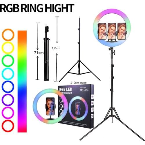 8/18inch RGB LED Ring Light Fill With Tripod RingLight Selfie Photography Dimmable Round Ring Lamp for Makeup Video Live Studio