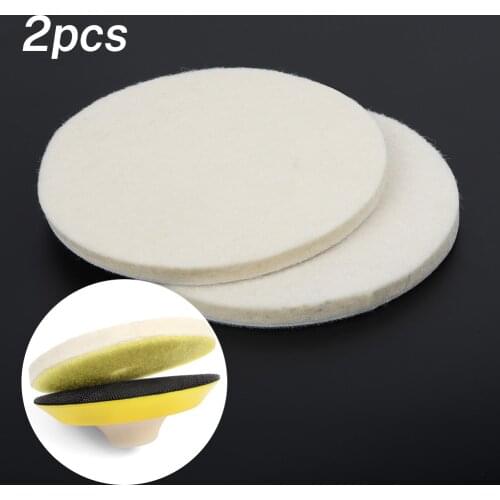 2pcs 5 Inches Car Polish Pad Soft Wool Felt Polishing Pad Wheel For Glass Stainless Steel Car Body Machine Waxing Polisher