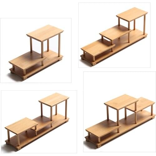 Bamboo and wood decorative shelf Used for statues, vases, tea sets, props, display stands Handmade ，Antique storage shelf