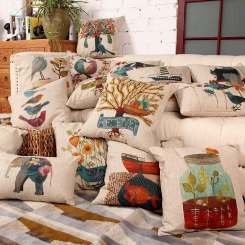 Double Side Cushion Cover Cotton Linen Soft Throw Pillow Cover Sofa Pillowcase Merry Christmas Decorations for Home 45x45cm