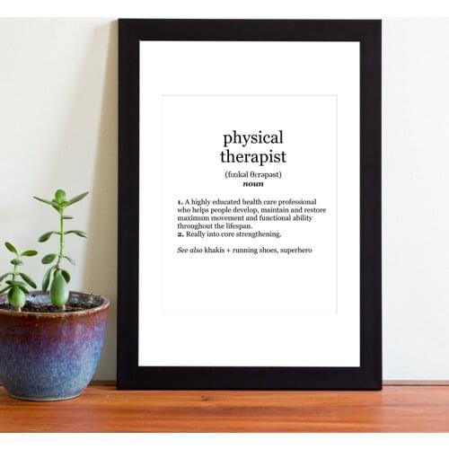 Physical Therapist Definition Art Print PT Gifts Black and White Canvas Poster Minimalist Wall Art Painting Picture Office Decor