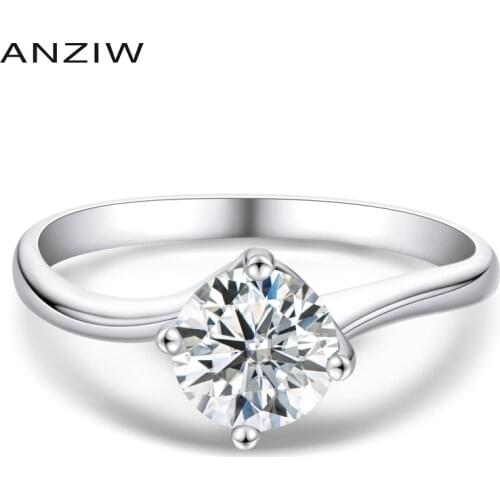 1ct Round Moissanite Diamond Solitaire Ring 925 Sterling Silver Women Engagement Wedding Moissanite Rings anillos de plata para