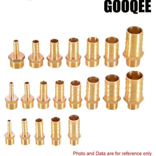 1pcsBrass Pipe Fitting 4/6/8/10/12/14/16/19mm Hose Barb Tail 1/8" 1/4" 1/2" 3/8" BSP Male Connector Joint Copper Coupler Adapter