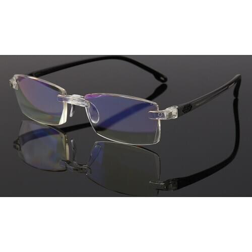 Fashionable Ultralight frameless Anti-blue reading glasses Women Men Clear LensComputer Glasses Presbyopia Reader