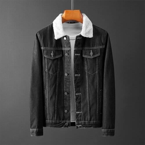 Large Size M-8XL Mens Winter Denim Jacket With Fur Collar Wool Liner Thicker Warm Jean Jackets New Men Fleece Warm Denim Coats