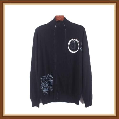Spanish desigual mens cardigan double zipper knitted casual top spring and autumn fashion long sleeve warm jacket