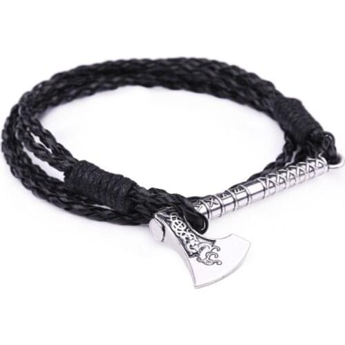 Myshape Vintage Wrap Indian Leather Bracelet Jewelry Fashion Accessories Slavonic Bangle Vikings Bracelet Axe