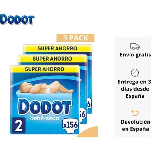 Set de 3 Packs Pañales Dodot Bebé Seco, Pack Ahorro, El Único pañal con Canales de Aire, Talla 2 (468 uds), Talla 3 (408 uds), T