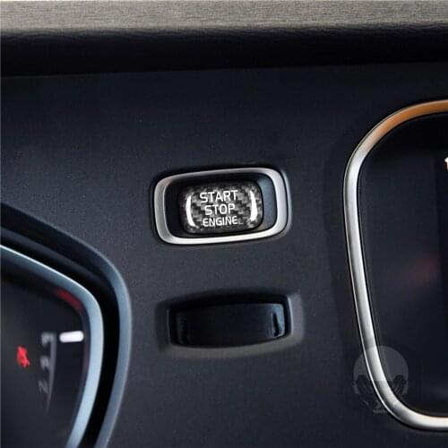 Carbon Fiber Car Engine Start Button Cover Trim Sticker Decoration Accessories for VOLVO V40 V60 S60L S60 XC60 S80L 2014-2018