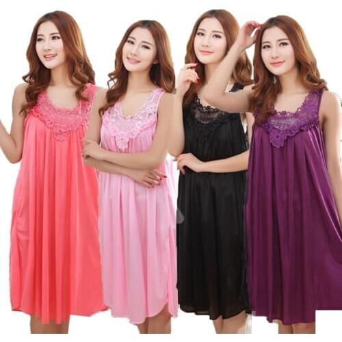 YINSILAIBEI Large Sexy Night Dress Ice Silk Satin Sleepwear Female Nightgown Women Sleeping Dresses Plus Size Night Shirts #22