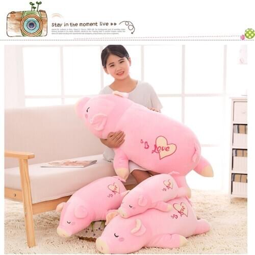 New arrival cartoon prone pink love pig plush toy soft throw pillow birthday gift b1315