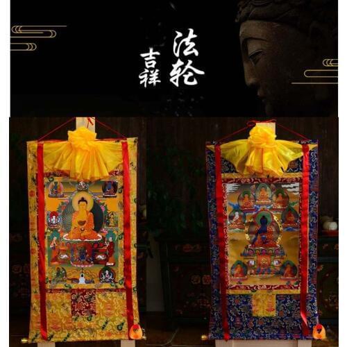 Wholesale Buddhist supplies 2P--87 CM Thang-ga efficacious Protection Sakyamuni Buddha the Medicine 8 Buddhas Thangka painting