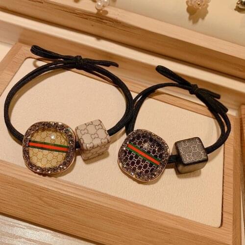 Korean Simple Hair Rope Black Diamond Hair Bows Cute Big Ball Scrunchies Wild Girl Rubber Band Hair Accessories for Women