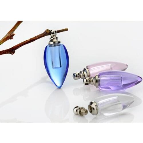 Colorful 12x23mm 10PCS Tear Drop water Crystal Rice Jewelry Rice Vials pendant Jewelry Perfume oil Vial Pendant Screw Cap