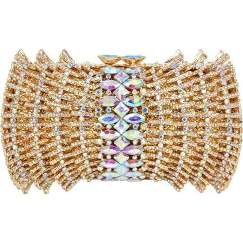 Luxury Crystal Encrusted Bags Women Diamond Silver Gold Evening Bag for Party Purse Prom Day Clutches Bling Banquet Bags 88169