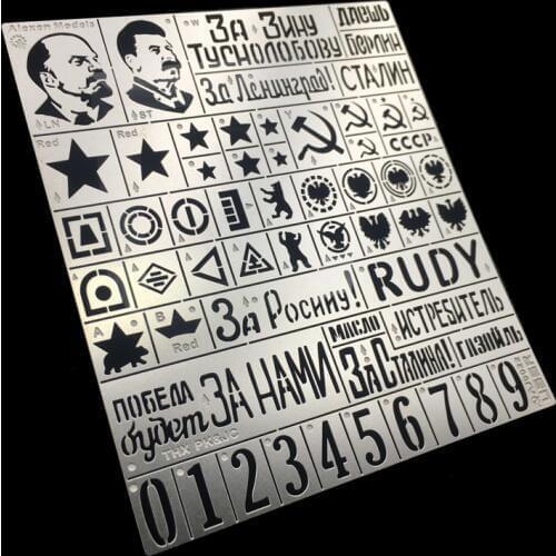 1/35 WW2 USSR Russia Army AFV painting Template Stencil Chariot Armor Design Leakage Spray Board Spray Plates Model Tools