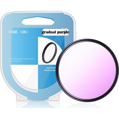 RISE(UK) 49/52/55/58/62/67/72/77mm Ultra Slim frame Adjustable Gradual Purple Color Filter with box For DSLR SLR Camera Lens