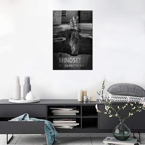 English Inspirational Phrase Poster Mind Set Is Everything Creative Wall Art Canvas Painting Company Office Decoration Pictures