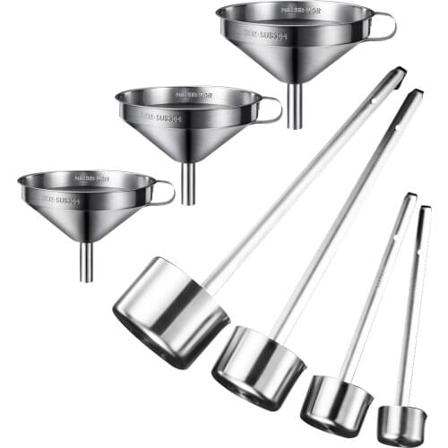 304 Stainless Steel Funnel Kitchen Large Wide Mouth Oil Funnel Household Long Handle Wine Whisk Wine Grapes Cooking Funnel