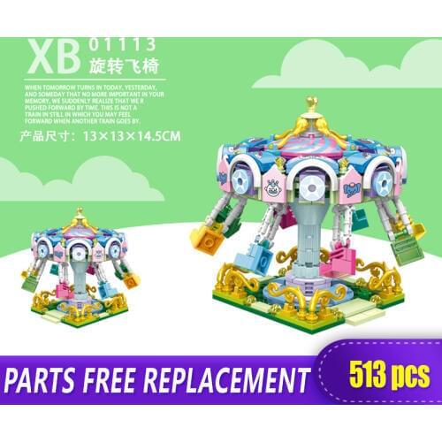 Xingbao 01113 Rotating Fying Chair Carousel Rides for Kids Buildling Amusement Park Serie Education Brick Block Toys With Figure