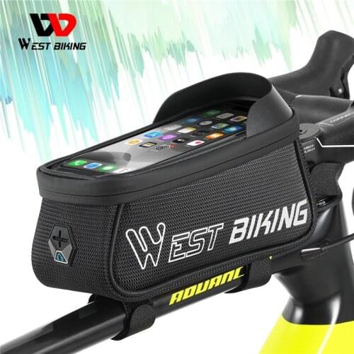 WEST BIKING Bicycle Bag Rainproof 6.9inch Phone Case Touchscreen MTB Road Bike Pannier Reflective Frame Bag Cycling Accessories