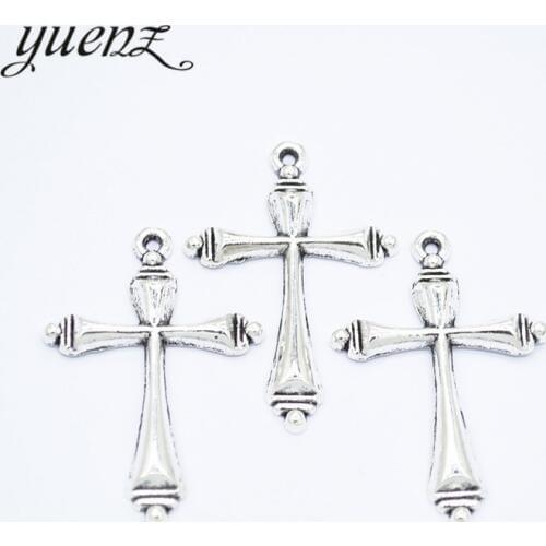 YuenZ 10pcs Antique silver color Metal cross charm fit necklace Pendants Making DIY 38*25mm T75