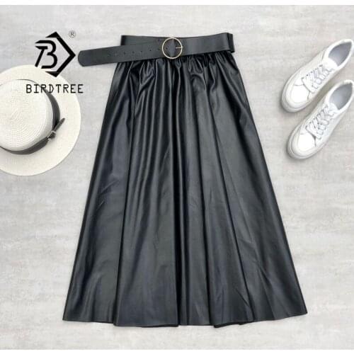 Autumn and Winter High Waist PU Leather Warm Skirt Women Office Work Clothes Commuter Fashion Over The Knee Pencil Skirt