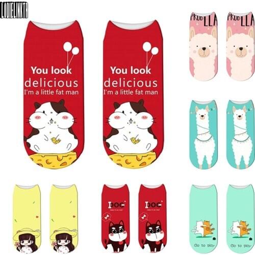 3D Cute Cartoon Female Summer Low Ankle Socks Funny Harajuku Tube Socks For Girl Colorful High Quality Casual Soft Fuzzy Socks