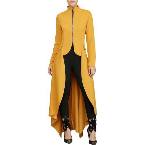 Jyccr Women Zipper Long Sleeve Plus Size Dress Maxi Tunic Loose Ladies Autumn Stylish Elegant Long Sleeve High Low Tunic AM0285