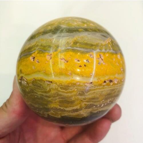 1pc Natural Crystals Quartz Bumblebee Sphere Energy Ball Reiki Stones Room Home Office Aquarium Decoration Accessories Gemstone