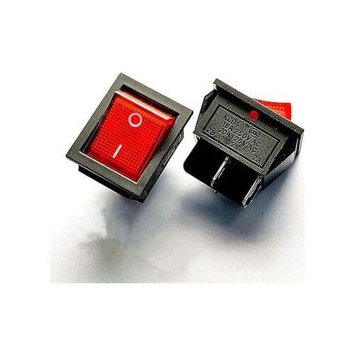 10PCS 2 files 4 Pin Large-scale rocker switch power switch 16A 250V Red LED