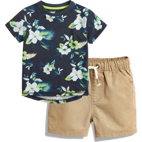 BINIDUCKLING 2020 Summer Toddler Baby Boys Clothes Set Kid Children Clothing Sets Cotton Short Sleeve T-shirt+Shorts 2PCS