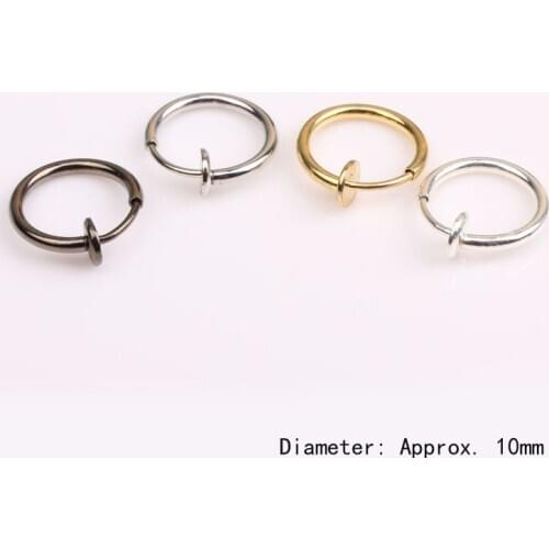 5pcs 13MM No Hanging Ear Pierced Ear Clip Ring Goth Punk Ear Clip Fake Septum Piercing Ring Hoop Lip Hoop Rings Earrings